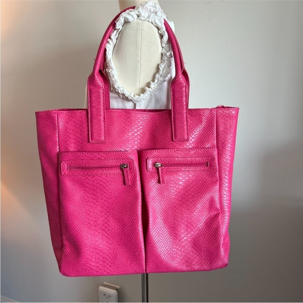 Neiman Marcus Large Pink Tote Bag with front pockets